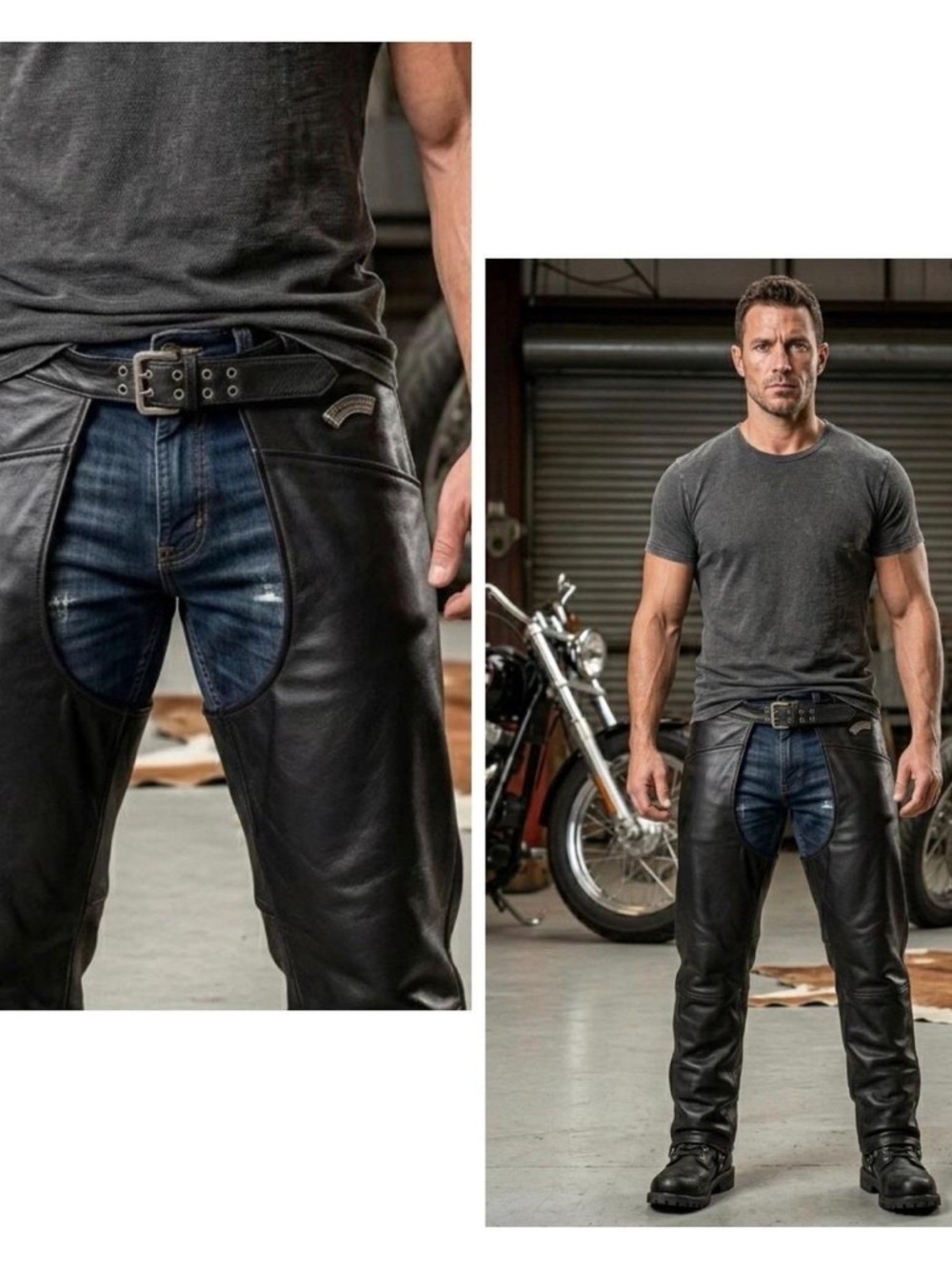 Harley-Davidson Men’s Black Leather Motorcycle Chaps